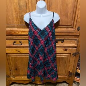 Victoria's Secret Red and Black Plaid Christmas Chemise nightgown